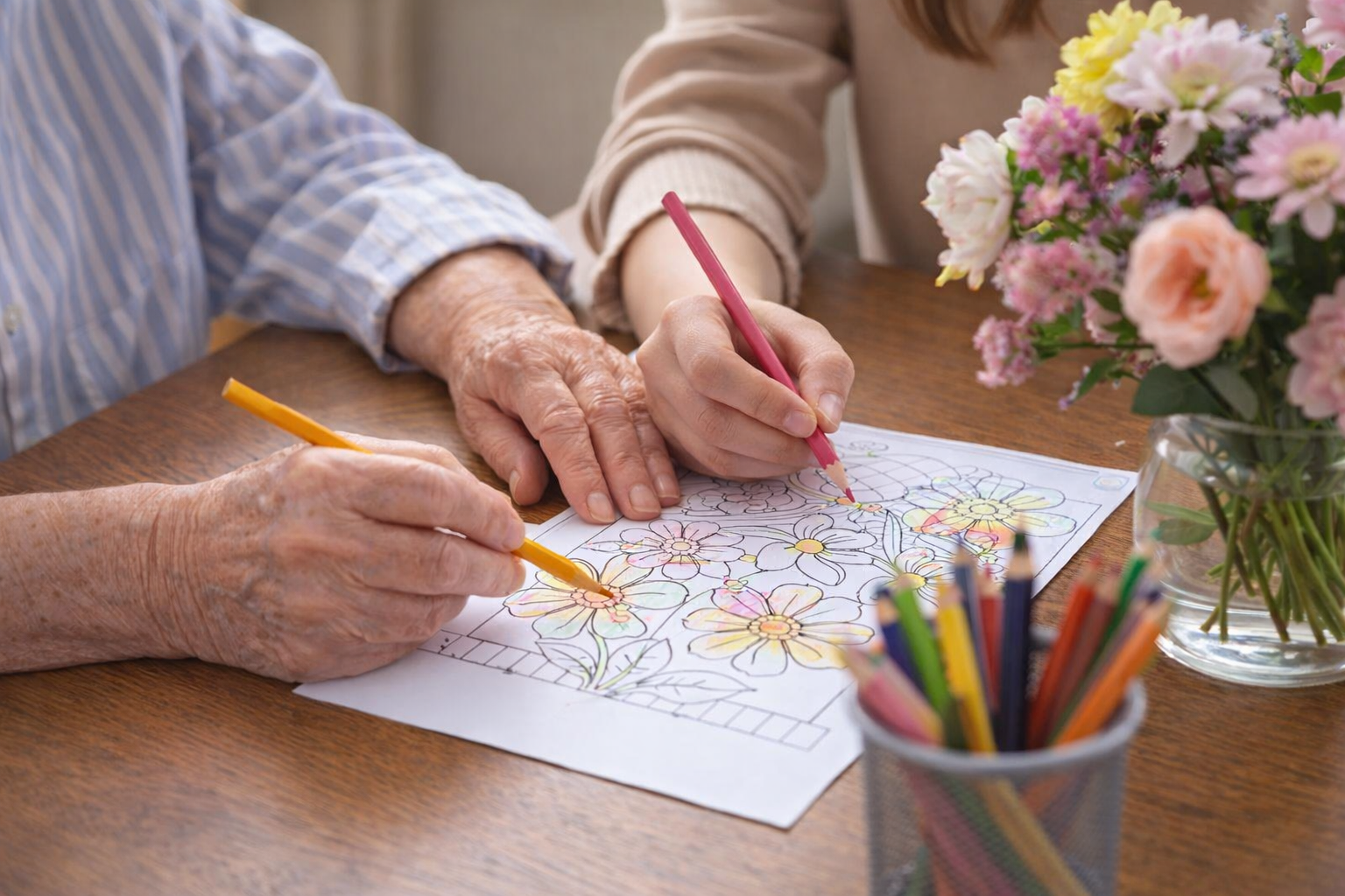 A Little Garden Indoors: Gentle Coloring for Caregiver Days