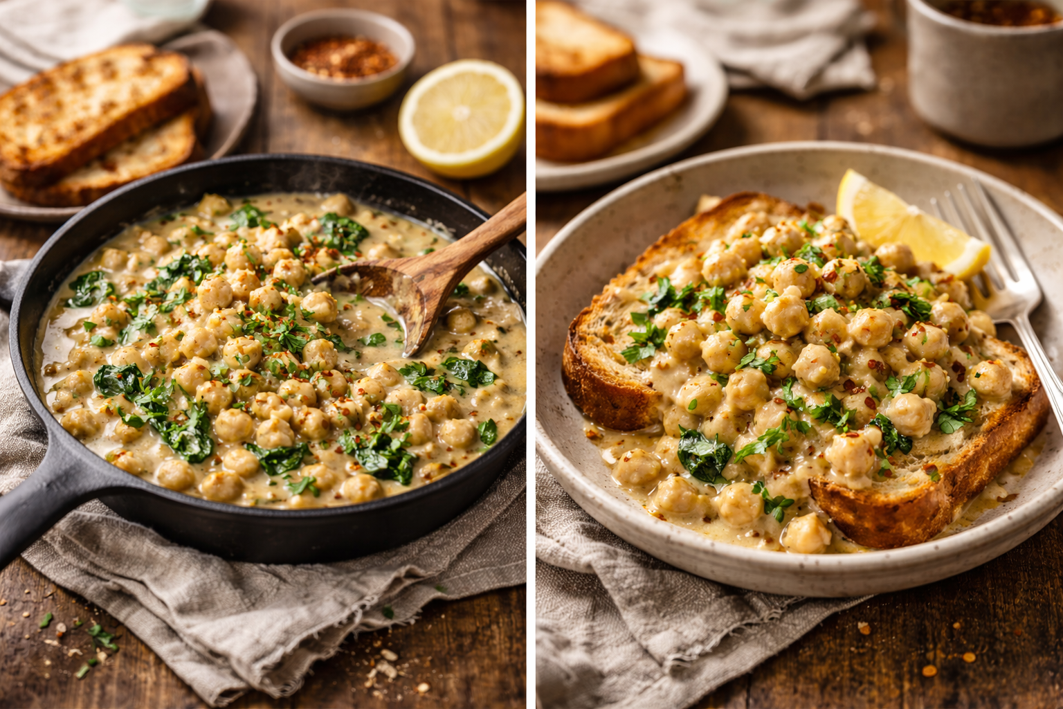 The “I’m Tired” Dinner: Creamy Garlic Chickpeas & Toast